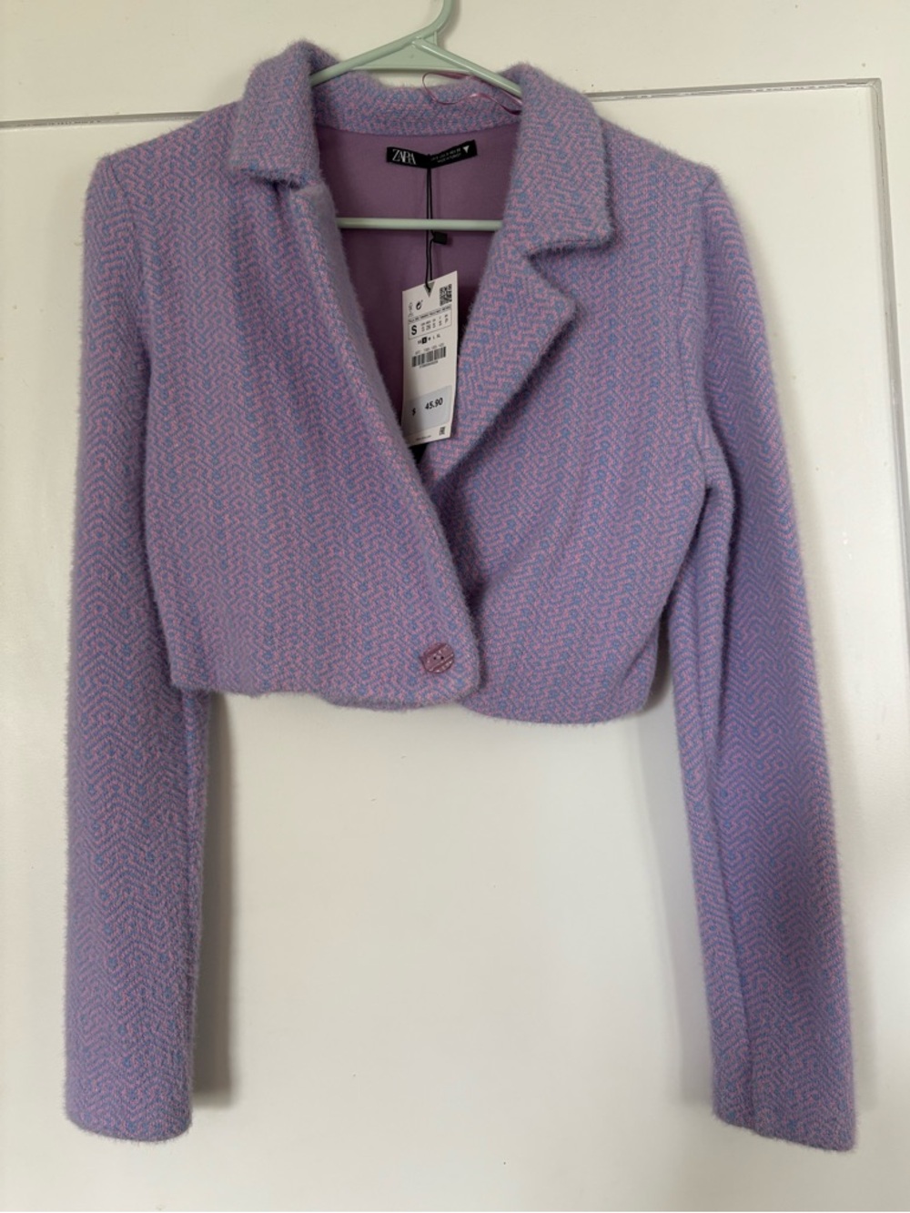 Zara Pastel Lavender Cropped Blazer
